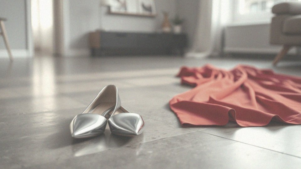 W jaki sposób srebrne buty wpływają na stylizację z czerwoną sukienką?